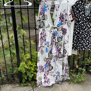 Floral Maxi Dress with Purple and Blue Accents